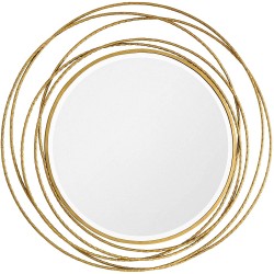 Uttermost Whirlwind Decorative Mirror in Gold Metallic Gold Leaf Hammered Texture 1.15" D x 39.37" W x 39.37" H 09348