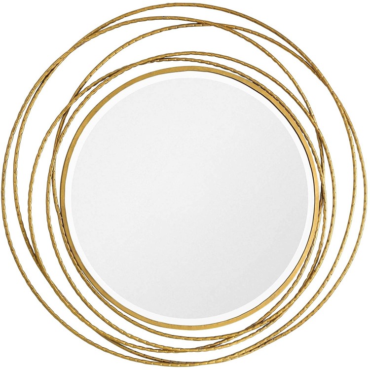 Uttermost Whirlwind Decorative Mirror in Gold Metallic Gold Leaf Hammered Texture 1.15 D x 39.37 W x 39.37 H 09348