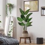 VIAGDO Bird of Paradise Artificial Plants 4ft Tall with 12 Faux Banana Leaf Plant Fake Travelers Palm Tree Potted Artificial Plants for Home Decor Indoor
