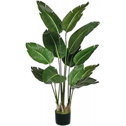 VIAGDO Bird of Paradise Artificial Plants 4ft Tall with 12 Faux Banana Leaf Plant Fake Travelers Palm Tree Potted Artificial Plants for Home Decor Indoor