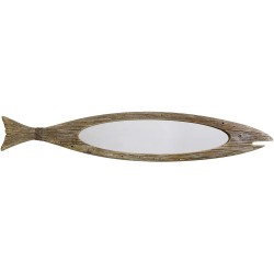 Wooden Fish Mirror Decor Hanging Wood Fish Mirror Decorations for Wall Rustic Nautical Fish Mirror Decor Beach Theme Home Decoration Fish Mirror Home Decor for Bathroom Bedroom