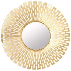 XWZH Mirrors for Wall Mirrors for Living Room Decor Decorative Sun Metal Wall Mirror with Shiny Sunny Gold Accents Frame Size 32.2"