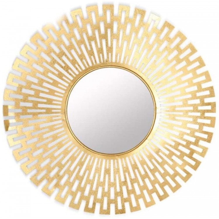 XWZH Mirrors for Wall Mirrors for Living Room Decor Decorative Sun Metal Wall Mirror with Shiny Sunny Gold Accents Frame Size 32.2