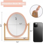 YEAKE Double Sided 10X Magnifying Makeup Mirror with Bamboo Stand ,Small Desk Table Mirror with 360° Rotation,Standing Portable Cosmetic Mirror,Good for Tabletop,TravelingRose Gold ,Oval