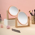 YEAKE Double Sided 10X Magnifying Makeup Mirror with Bamboo Stand ,Small Desk Table Mirror with 360° Rotation,Standing Portable Cosmetic Mirror,Good for Tabletop,TravelingRose Gold ,Oval
