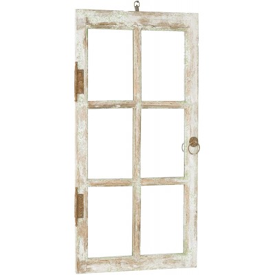 Your Heart's Delight 39" x 29.5" x 4" Distressed Wood Window Pane Mirror Wall Accent