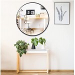 YSSOA 24 Round Wall Mirror Large Round Mirror Rustic Accent Mirror for Bathroom Entry Dining Room & Living Room Metal Black Round Mirror for Wall Vanity Mirror Large Circle Wall Mirror