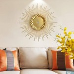 YXW Round Decorative Wall Mirror Accent Mirror Golden Living Room Bedroom Dining Room Entrance Wall Decoration Mirror for Wall Antique Metal Frame 32inch 40inch