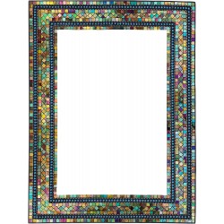 Zorigs Mirror Wall Art Décor – Handcrafted Decorative Wall Mirror Turquoise Green Brown Yellow and Indigo Reflective Mosaic Mirror 32" X 24" Rectangular Mirror for Hallway Bedroom Living Room