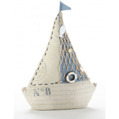 Delton Nautical Sail Boat Door Stop of Weighted Canvas Blue White