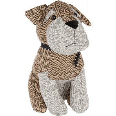Elements Cute Door Stopper for Home and Office Tweed Brown Dog Weighted Fabric Animal Door Stopper 10-Inch Multicolor