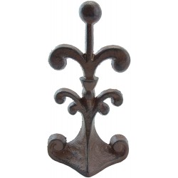 Fleur De Lis Cast Iron Door Stop | Decorative Door Stopper Wedge | with Padded Anti-Scratch Felt Bottom | Antique Vintage Design | Solid and Heavy Duty| 4x3.5x7.75" | Brown by Comfify