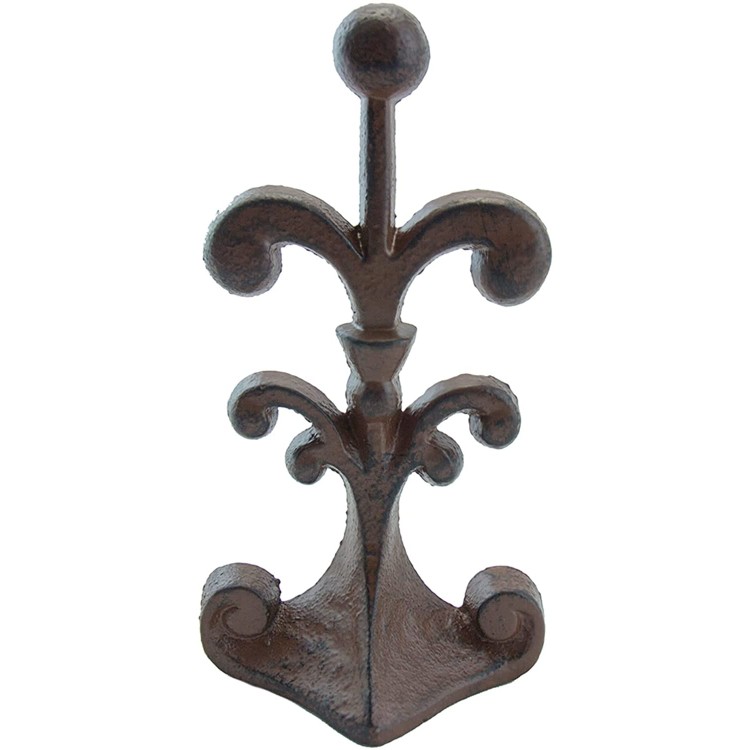 Fleur De Lis Cast Iron Door Stop | Decorative Door Stopper Wedge | with Padded Anti-Scratch Felt Bottom | Antique Vintage Design | Solid and Heavy Duty| 4x3.5x7.75 | Brown by Comfify