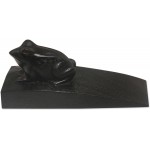 NOVICA Animal Themed Wood Doorstop Black Helpful Toad in Black'