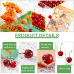 100 Pieces Artificial Simulation Cherries Lifelike Decorative Fruit Cherries Mini Fake Fruit Cherries Model for Party Kitchen Home Cabinet Decoration Photography Props Cognitive Toy Red and Dark Red