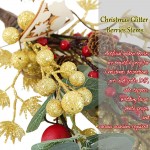Christmas Glitter Berries Stems,8.6 Inch Artificial Holly Berries Picks,Artificial Glitter Christmas Tree Picks for Christmas Decoration,DIY Crafts,Family Holiday Decor24 Pack