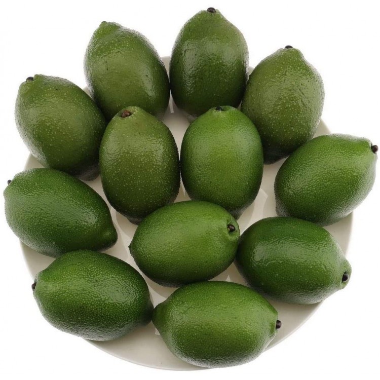 Gresorth 12pcs High-Grade Fake Green Lemon Decoration Realistic Fruits Artificial Lime for Home Party Holiday Adornment