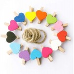 Christmas Decorations Christmas Tree Decorations Personalized Christmas Ornaments Christmas Home Decor 100 Photo Clips Mini Wooden Clip Heart Clip with 30m Jute Rope for Decoration