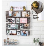 J JACKCUBE DESIGN Wall Mount Rustic Wood Clip Photo Holder Photo Collage Frame for Multi Photo Display Wall Décor with 24 Clips 17.5 X 17.3inch MK558A