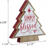 Paris Loft Christmas Photo Holder Holiday Tabletop Decor Simply Blessed Farmhouse Holiday Wood Christmas Tree Sign and Photo Holder Photo Stand