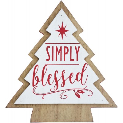 Paris Loft Christmas Photo Holder Holiday Tabletop Decor Simply Blessed Farmhouse Holiday Wood Christmas Tree Sign and Photo Holder Photo Stand