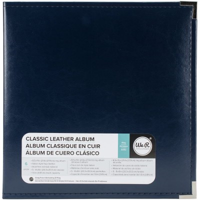 8.5 x 11-inch Classic Leather 3-Ring Album by We R Memory Keepers | Navy includes 5 high-quality page protectors