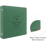 LEONULIY 100 Pockets Mini Photo Album Leatherette Cover with Brass Corner Compatible with Fujifilm Instax Mini 11 9 8 7s 90 70 3 Inch Card and Picture. Album Dark Green