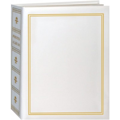 Pioneer Photo Album Book Style Bound Photo Album Solid Color Scenic Covers with Gold Accents Holds 208 4x6" Photos 2 Per Page Color: White.