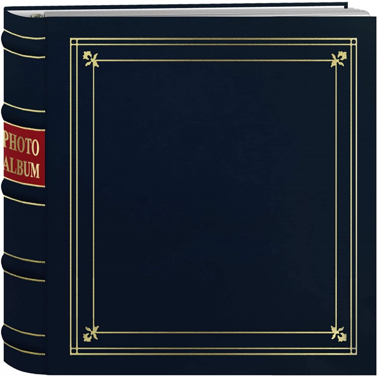 Pioneer Photo Albums 200-Pocket Ring Bound Navy Blue Bonded Leather with Gold Accents Cover Photo Album for 4 x 6-Inch Prints