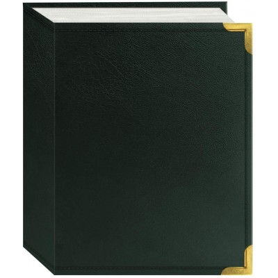 Pioneer Photo Albums E4-100 GN 100 Pocket Green Sewn Leatherette Cover with Brass Corner Accents Photo Album 4 by 6-Inch
