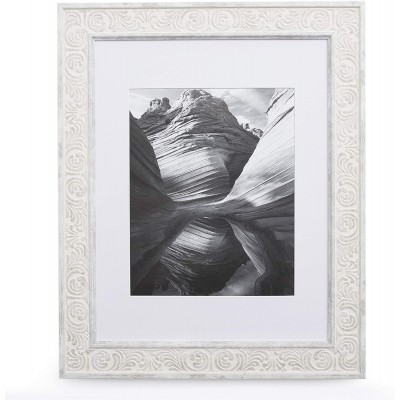 11x14 Picture Frame Distressed White Matted to 8x10 Frames by EcoHome