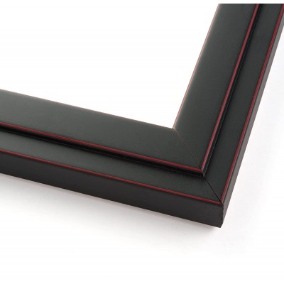16x20 Black Two-Step Wood Frame w  a Red Accent 'Pinstripe' Thin Great for Posters Photos Art Prints Mirror Chalk Boards Cork Boards and Marker Boards