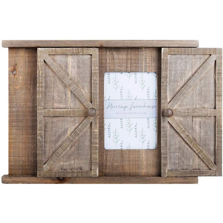 2 Opening Barn Wood Picture Frame for Wall Rustic Brown Wall Mounted Photo Frame with High Definition Glass Display Pictures 5x7 Inches Wedding Gift