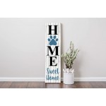 24 Inch 2 Foot Tall Paw Print Home Sweet Home Vertical Indoor Wood Print Sign