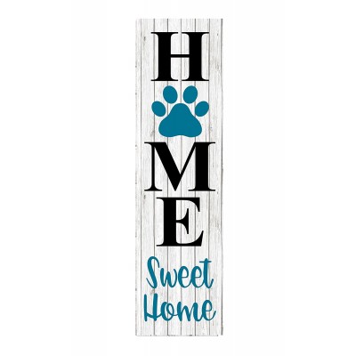 24 Inch 2 Foot Tall Paw Print Home Sweet Home Vertical Indoor Wood Print Sign