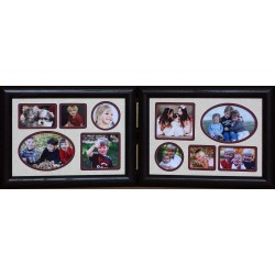 5x7 Hinged Landscape BLACK Frame with Cream Burgundy Accent Mats Frame Holds 10 Cropped Pictures