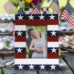 8×10 Inch American Flag Wood Frame Patriotic Picture Frames Wooden Crafts Rustic Wood Photo Frame for Tabletop Display Creatives Home Independence Day Photo Frame Desktop Decoration Ornament A