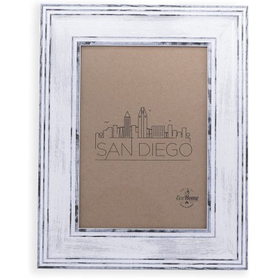 8x10 Picture Frame Distressed White Mount Desktop Display Frames by EcoHome
