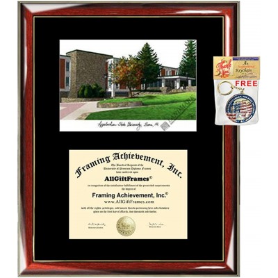 Appalachian State University App State Diploma Frame Lithograph Premium Wood Glossy Prestige Mahogany with Gold Accents Single Black Mat University Diploma Frame