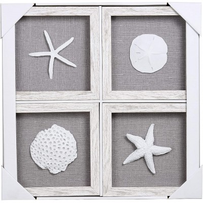 Authentica Décor Coastal Pieces with Wood Frame Set of 4