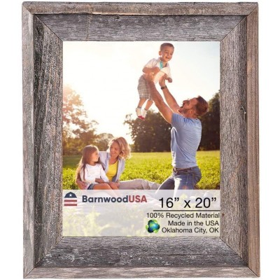 BarnwoodUSA | Farmhouse Style Rustic 16x20 Picture Frame | Signature Molding | 100% Reclaimed Wood | Rustic | Natural Weathered Gray