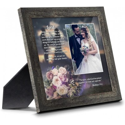 Christian Wedding Gifts for Couple Engagement Gift for Bride and Groom Christian Bridal Shower Gift for Bride Rustic Wedding Decor "A Marriage Prayer" Picture Framed Poem 6325BW