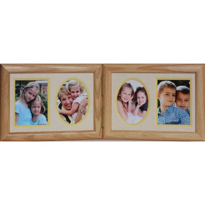 Classy Crafts 5x7 Hinged Landscape Light Medium Frame with Cream Yellow Accent Mats Frame Holds 4 Pictures