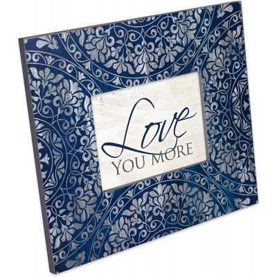 Cottage Garden Love You More Decoupage Navy Medallion 13 x 11 Wood Table Top Wall Photo Frame Plaque
