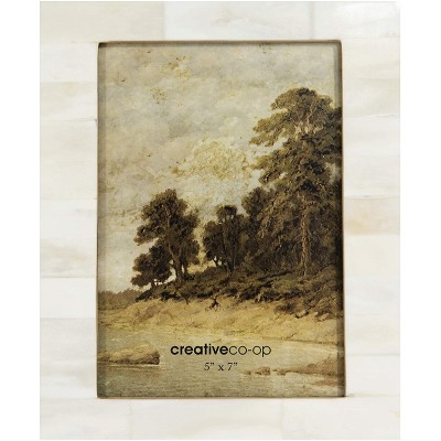 Creative Co-Op White Resin Beige Accents Holds 5" x 7" Picture Frames and Photo Holders