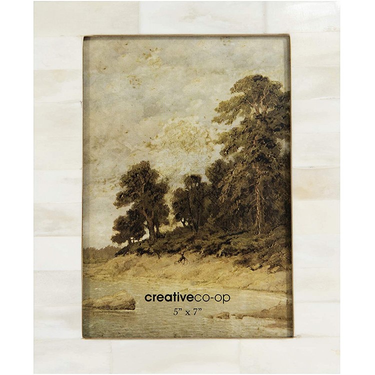 Creative Co-Op White Resin Beige Accents Holds 5 x 7 Picture Frames and Photo Holders