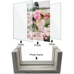 CRUGLA 5x7 Glass Picture Frame Set of 2 Double Sided Frameless 5 by 7 Photo Frames for Tabletop Display