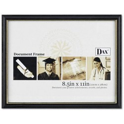DAX Two-Tone Document Diploma Frame Wood 8.5 x 11 Inches Black with Gold Leaf Trim N17981BT