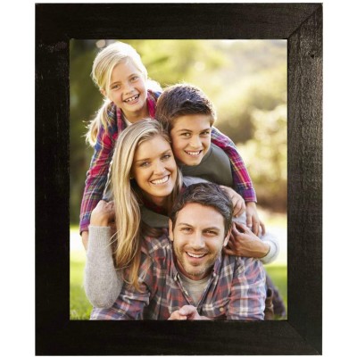 Distressed Wooden Picture Frame – Real Wood Photo Frame with Sawtooth Hook for Mounting – Wall Mount Frame with Natural Wood Accents Black Distressed 11x14