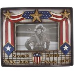 Ebros Gift Rustic Patriotic USA American Star Spangled Banner Strength Faith Hero Hope Brave Love Veteran Memorial 6X4 Picture Photo Frame Desktop Easel Back Or Wall Hanging Decorative Accent